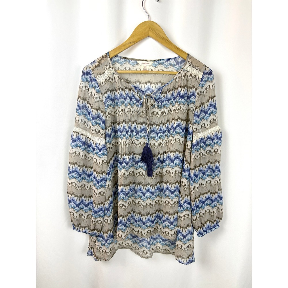 Sundance Boho Ethereal Silk Boho Peasant Blouse Size M - Picture 2 of 6